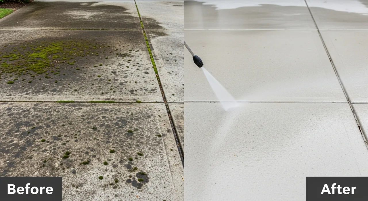 Pressure washing driveway in Rockmart
